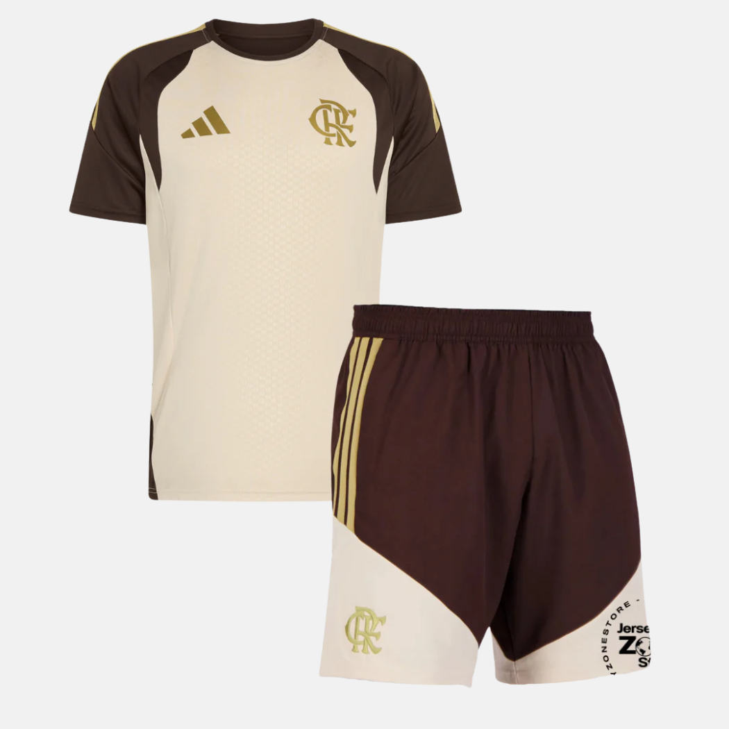 Conjunto Infantil Treino Beje CR Flamengo 26 🦅❤️