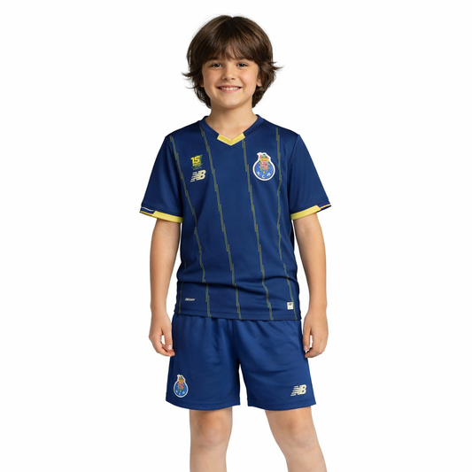 Conjunto infantil quarto equipamento 2025/26 azul ( Dragões )
