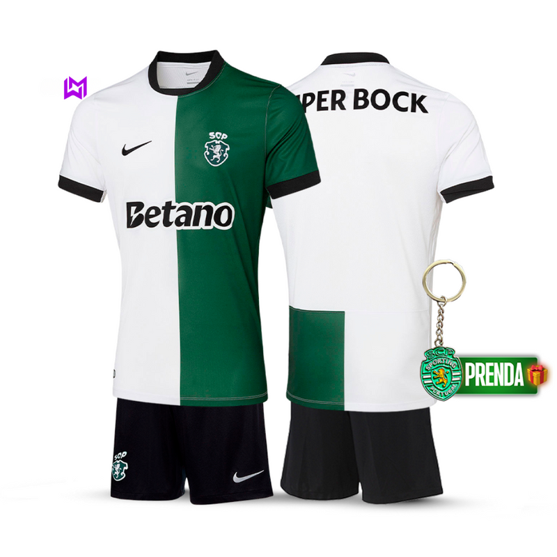 Conjunto Infantil Sporting Stromp Quarto Equipamento 2025/26 - LANÇAMENTO! (Pré Venda 2 a 10 Dias)🔥💚
