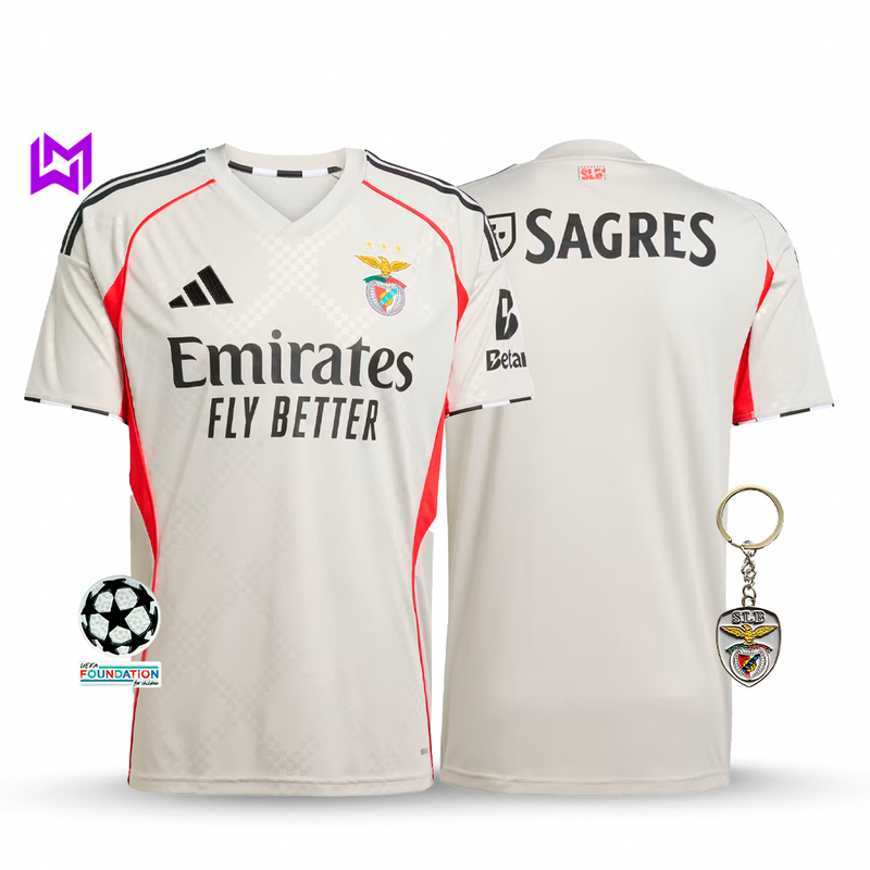 Camisola Benfica Alternativa Bege 2025/26 - ÚLTIMAS UNIDADES! 🔥🦅