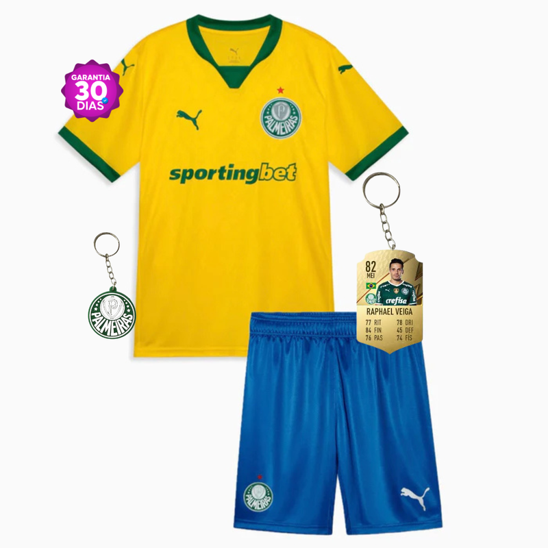 Conjunto Infantil Palmeiras amarela third 2025/26