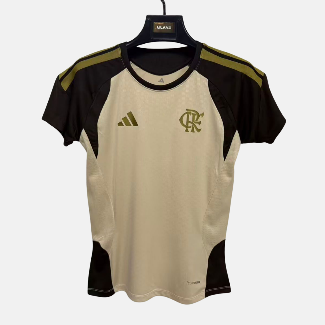 Camisola Feminina Treino Bege CR Flamengo 26 🦅❤️