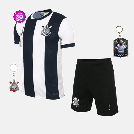 Conjunto Infantil Corinthians listrado 2024/25