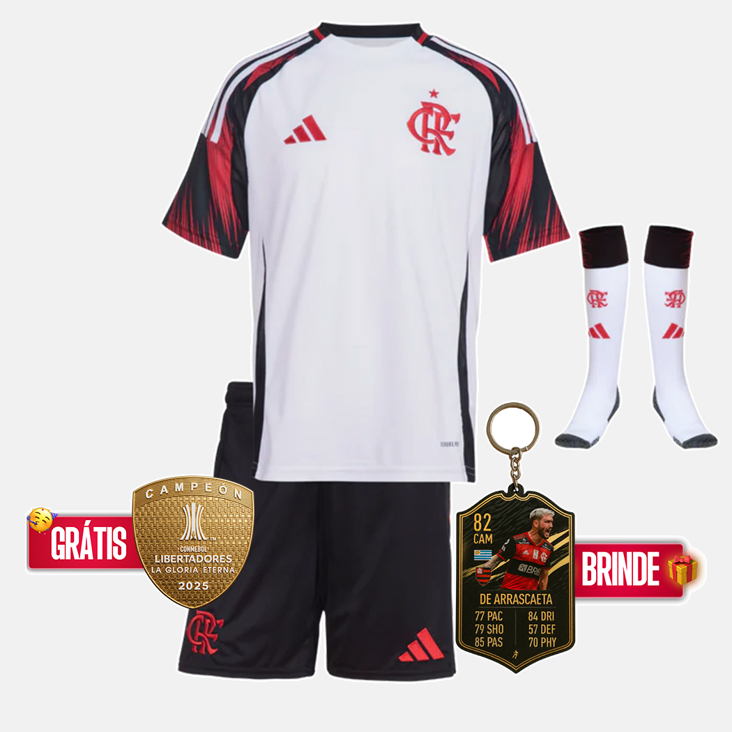 Conjunto Infantil Flamengo branca 2025/26