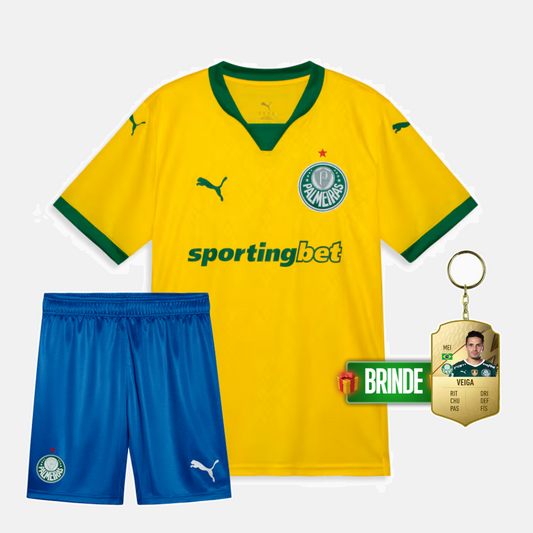 Conjunto Infantil Palmeiras amarela third 2025/26