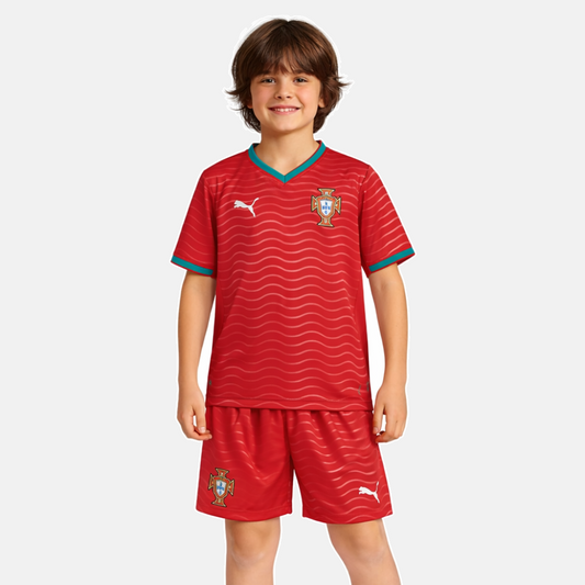 🏆 Conjunto infantil Seleção de Portugal principal COPA DO MUNDO 2026 - Vermelho 🏆