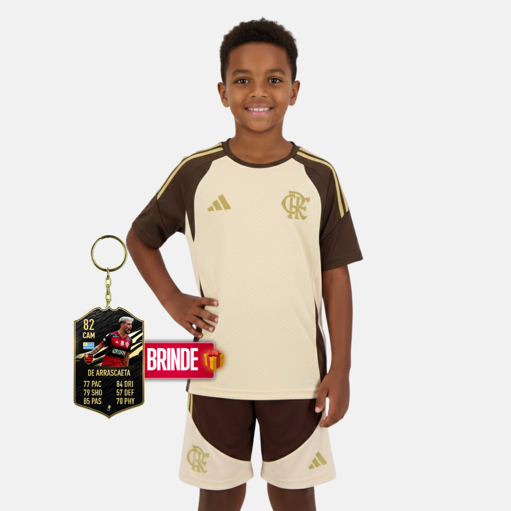 Conjunto Infantil Treino Beje CR Flamengo 26 🦅❤️