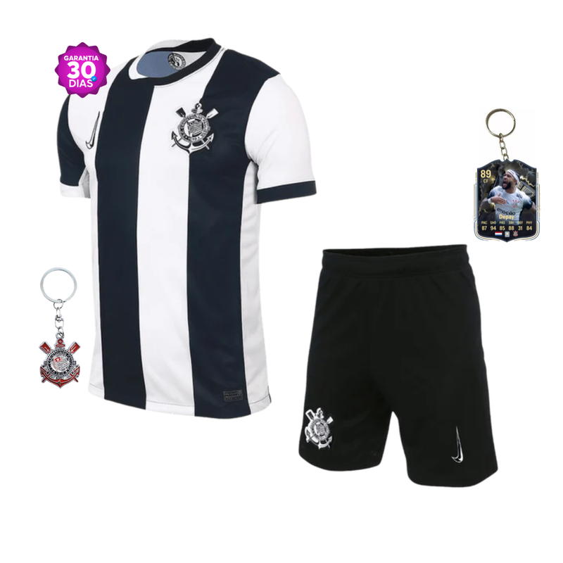 Conjunto Infantil Corinthians listrado 2024/25